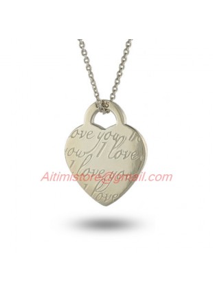 Designer Inspired I Love You Heart Pendant in 925 Sterling Silver