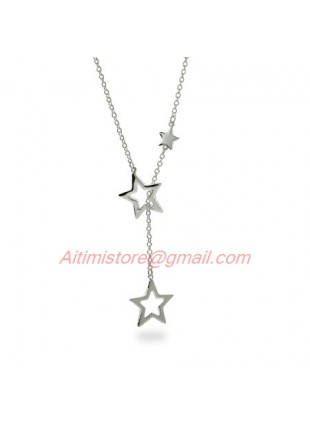 Designer Inspired 925 Silver Cascading Stars Lariat Necklace