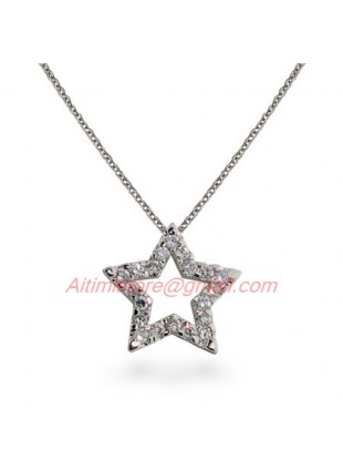 Designer Inspired 925 Silver Star Pendant with Pave CZ Stones