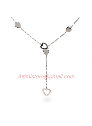 Designer Inspired 925 Silver Heart Link Lariat Necklace