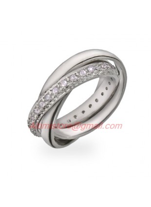 Designer Inspired Russian Wedding Ring in Sterling Silver with CZ Band
