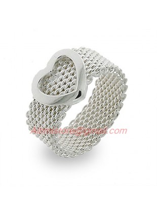 Designer Style Mesh Heart Ring in 925 Sterling Silver