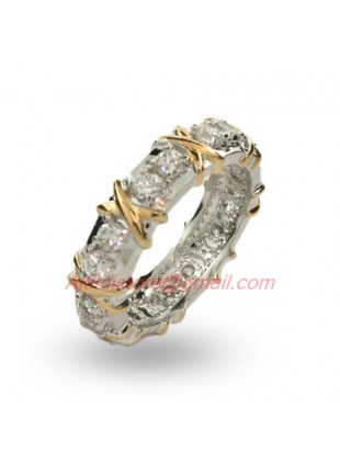 Designer Inspired Diamonds Ring in 925 Sterling Silver & 18kt Gold Plated