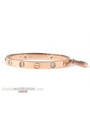Cartier 18kt Pink Gold LOVE Bangle with 4 Diamonds for Men