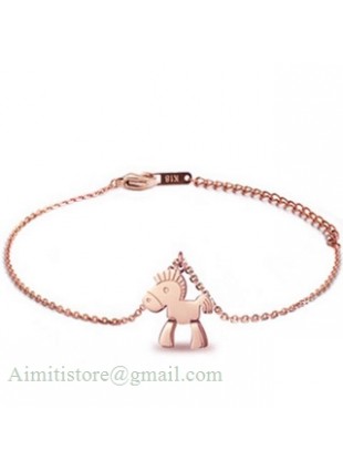 Cartier Colt Chain Bracelet with Heart Charm in 18k Pink Gold