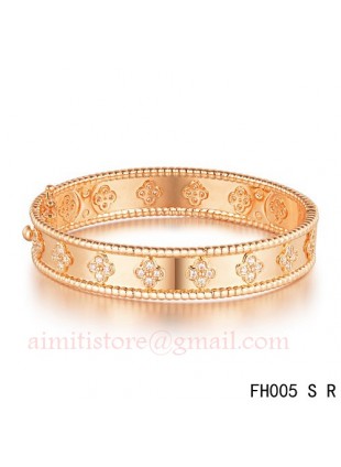Van Cleef & Arpels Perlee Clover Bracelet,Pink Gold,Small Model 