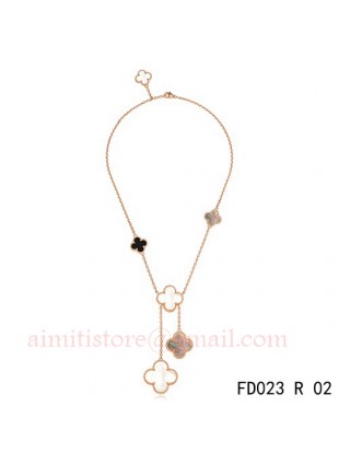 Van Cleef Arpels 6 Clover Motifs Stone Combinatio Magic Alhambra Necklace Pink Gold