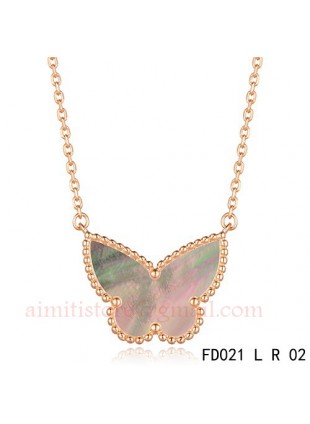 Van Cleef Arpels Pink Gold Lucky Alhambra Butterfly Necklace Gary Mother-of-Pearl