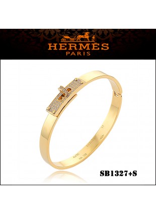 Hermes Kelly Bracelet in Yellow Gold Set With Diamonds