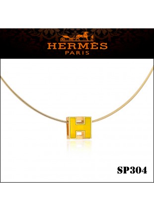 Hermes Cage d'H Yellow Lacquer Pendant Yellow Gold 