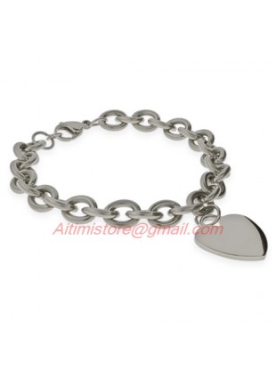Designer Inspired Sterling Silver Heart Tag Bracelet