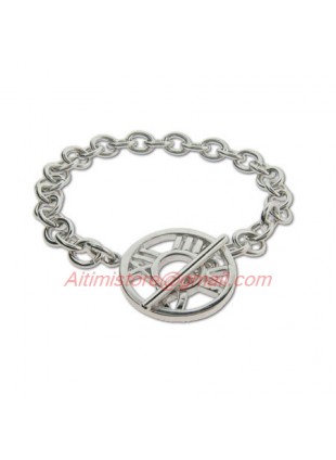 Designer Sterling Silver Atlas Style Toggle Bracelet