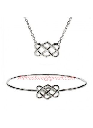 Designer Inspired Sterling Silver Celtic Knot Bracelet & Necklace Set