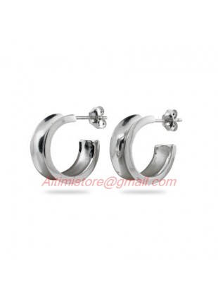 Designer 1837 Style Hoop Earrings in Sterling Silver
