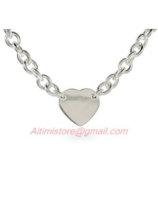 Designer Inspired Sterling Silver Heart ID Necklace