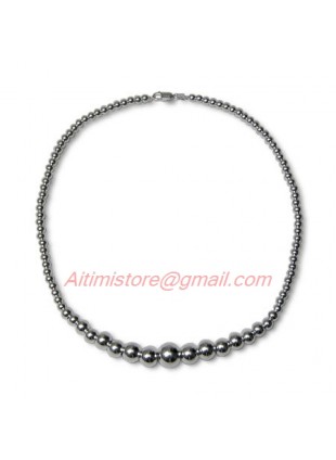 Designer Inspired Sterling Silver Graduated Bead Necklace