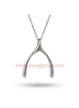 Designer Inspired 925 Sterling Silver Wishbone Pendant 