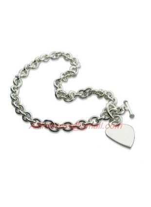 Designer Inspired 925 Sterling Silver Heart Tag Necklace