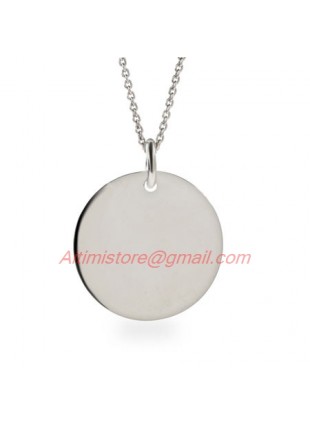 Designer Inspired Sterling Silver Round Tag Pendant