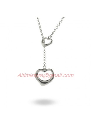 Designer Inspired Sterling Silver Simple Heart Lariat Necklace
