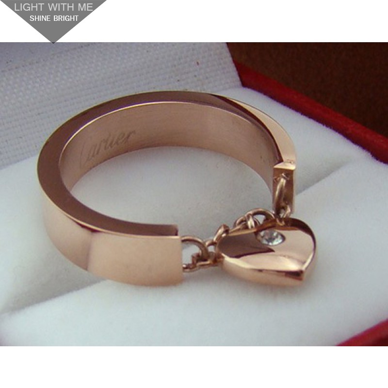 Cartier Heart Charm Ring in Pink Gold 