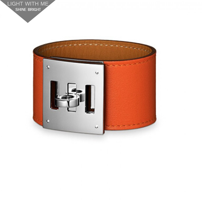 hermes orange leather bracelet