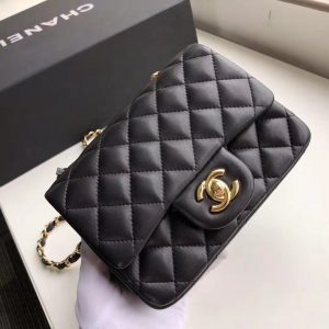 CHANEL Iridescent Lambskin Quilted Mini Top Handle Rectangular Flap White  729100