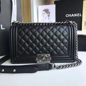 Replica Chanel Shiny Lambskin Small Bowling Bag AS1899 Black