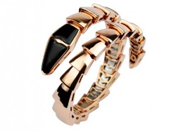 Bulgari Serpenti Bangle Bracelet in 18kt Pink Gold with Black Onyx