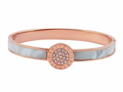 Designer Bvlgari Bangle in 18kt Pink Gold with Mother of Pearl and Pave Diameters