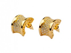 Bulgari B.zero1 Earrings in 18kt Yellow Gold with Pave Diamonds