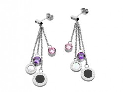 Bvlgari Swarovski Crystal Drop Earrings in 18kt White Gold with Mother of Pearl & Black Onyx and Pave-Diamonds