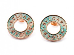 Bvlgari Stud Earrings in 18kt Pink Gold with Antique Bronze