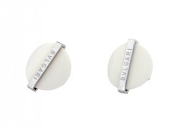Bvlgari Stud Earrings with White Ceramic in 18kt White Gold 