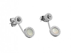 Bulgari-Bvlgari Stud Earrings in 18kt White Gold with Mother of Pearl and Diamonds