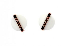 Bvlgari Stud Earrings with White Ceramic in 18kt Pink Gold 