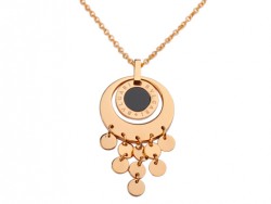 Bvlgari Pendant with a Chain in 18kt Pink Gold with Black Onyx