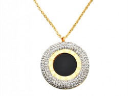 Bvlgari Pendant Necklace in Yellow Gold with Black Onyx & Pave Diamonds 