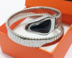BVLGARI BULGARI Pendant with Chain in 18kt White Gold with Black Onyx and Pave Diamonds