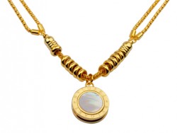 Bvlgari Bulgari Charm Necklace in 18kt Yellow Gold with Mother of Pearl and Black Onlyx