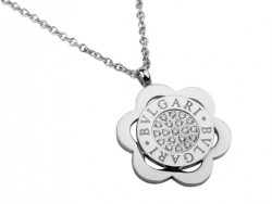 Bvlgari Bulgari Flower Pendant with a Chain in 18kt White Gold with Pave Diamonds