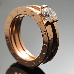 Bvlgari B.zero1 Wedding Band Ring in 18kt Pink Gold with Pave Diamond