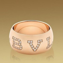 Bulgari Bvlgari Ring in 18kt Pink Gold with Pave Diamonds