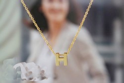 Hermes H Logo Charm Necklace in 18k Yellow Gold