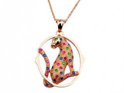 Panthere De Cartier Necklace in Pink Gold with Colors Semiprecious
