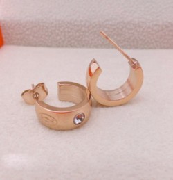Cartier Double C Logo Earrings in Pink Gold with Diamonds