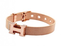 Hermes "H" Logo Bracelet in 18kt Pink Gold