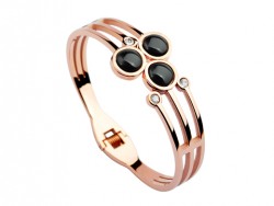 Bvlgari Banlge in 18kt Pink Gold with Black Onyx and Pave Diamonds