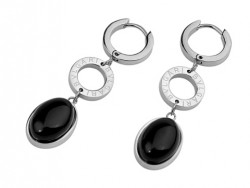 Inspired Bvlgari Drop Earrings in 18kt White Gold with Black Onyx