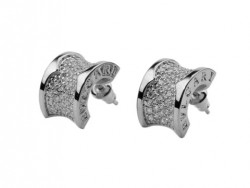 Bulgari B.zero1 Earrings in 18kt White Gold with Pave Diamonds OR856237